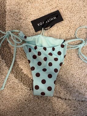 White Fox Boutique Aqua Blue Polka Dot Bikini Bottom